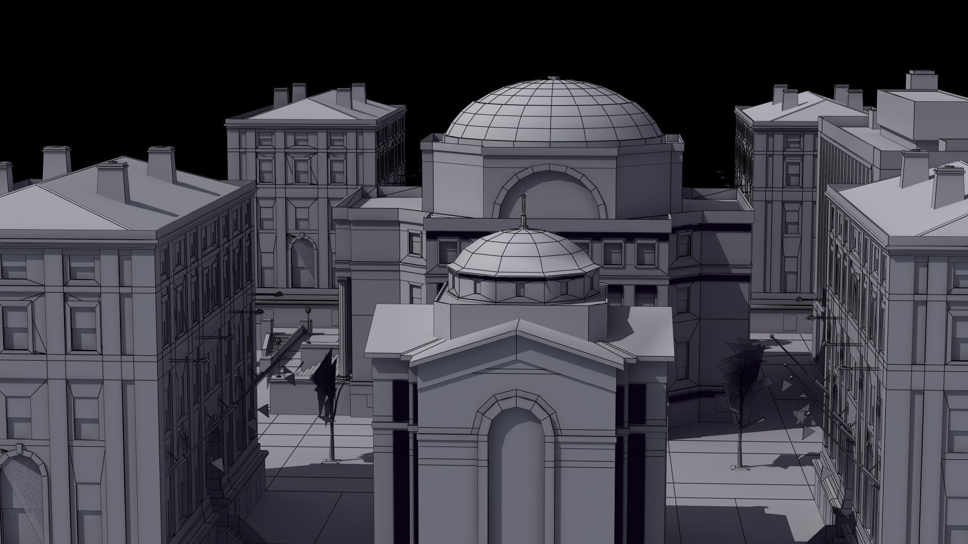 University Campus Low-poly 3D model_37