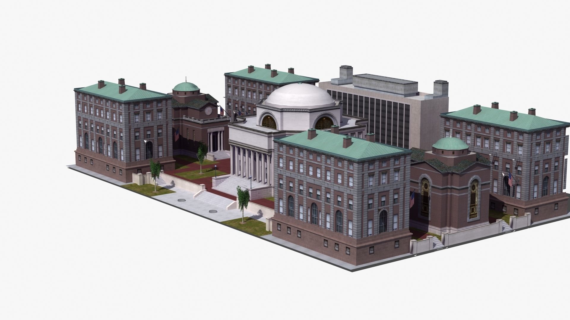 University Campus Low-poly 3D model_19
