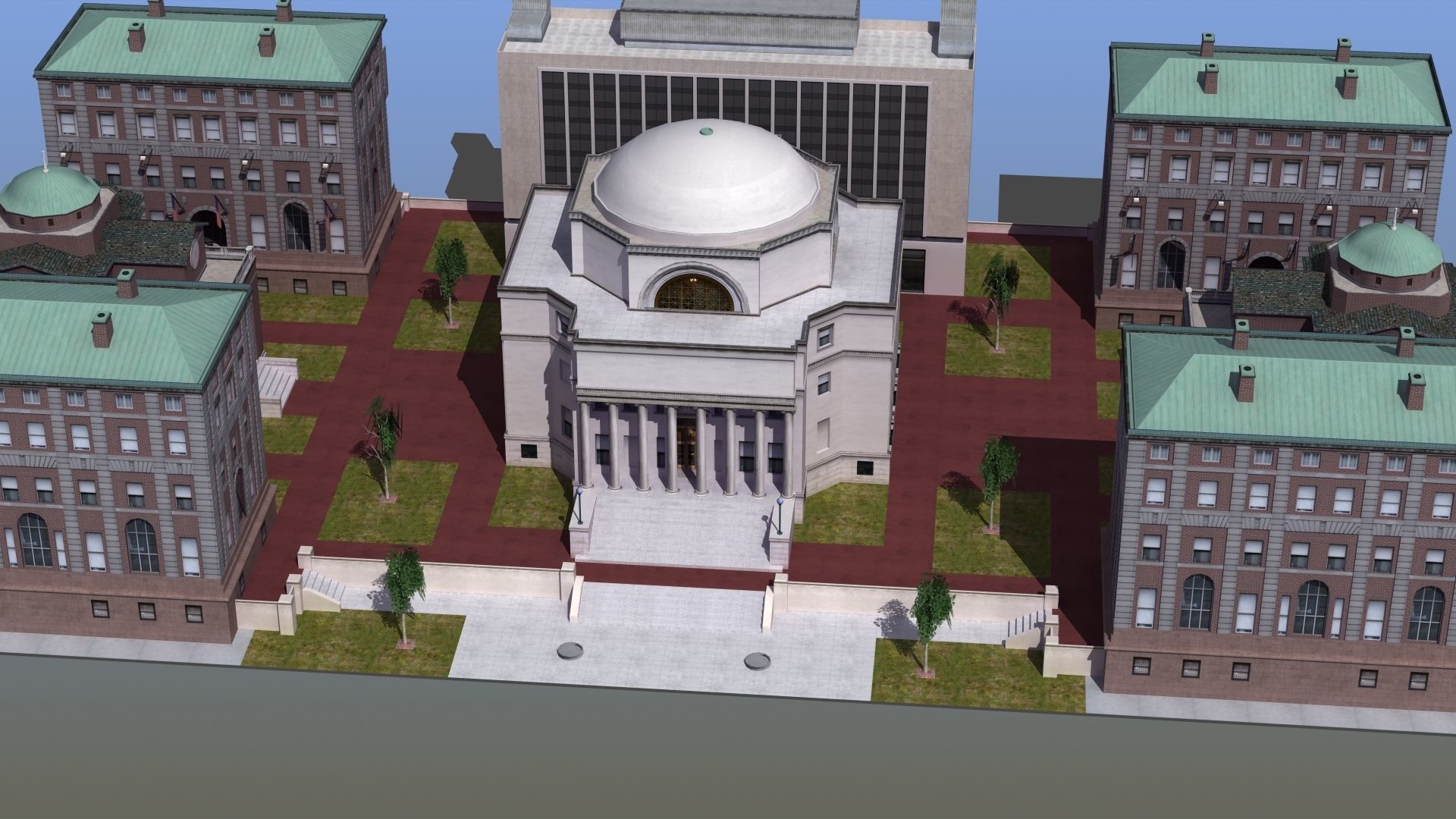 University Campus Low-poly 3D model_1