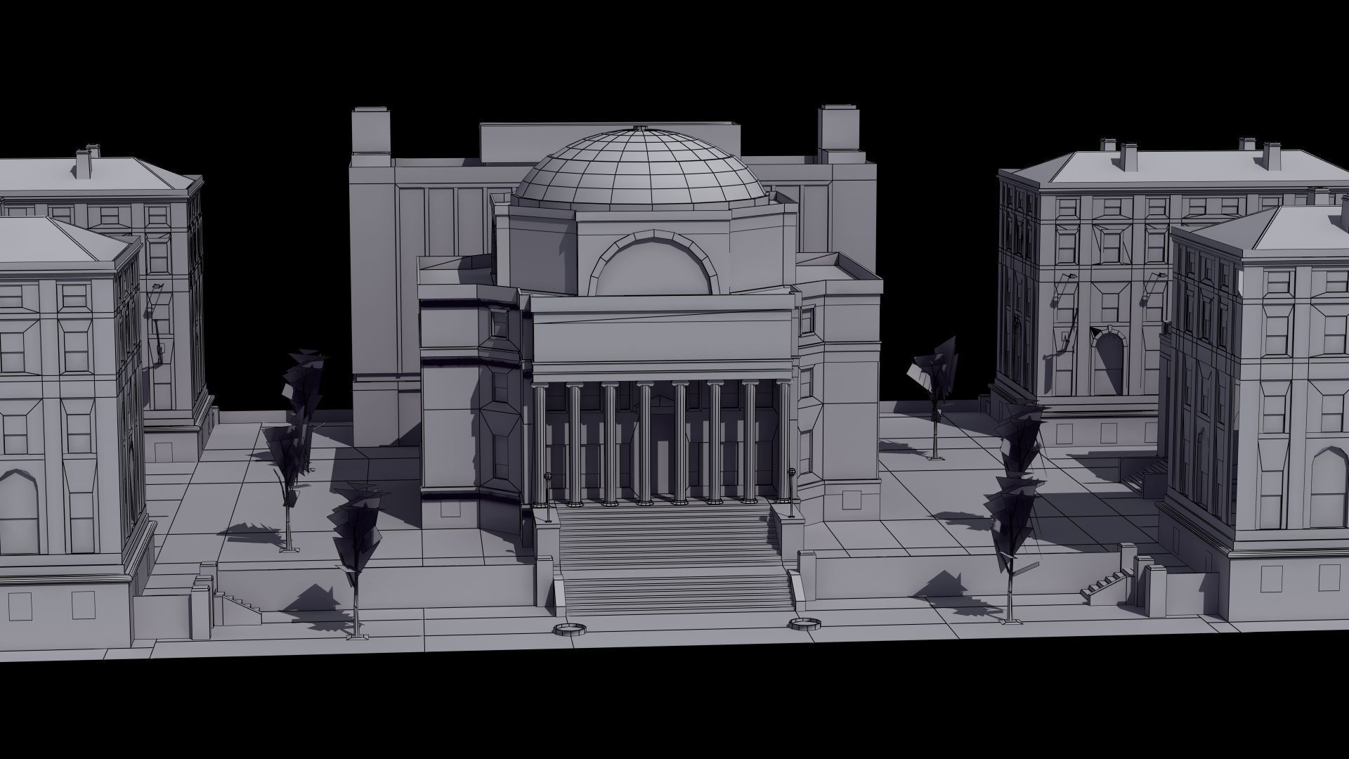 University Campus Low-poly 3D model_41
