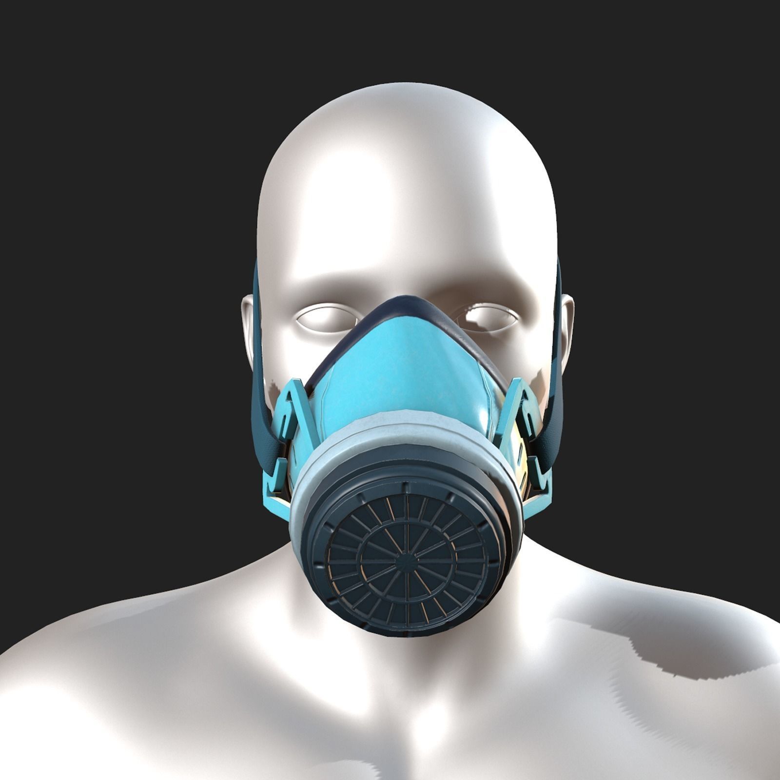 Gas mask respirator sci fi futuristic technology Low-poly 3D model_4