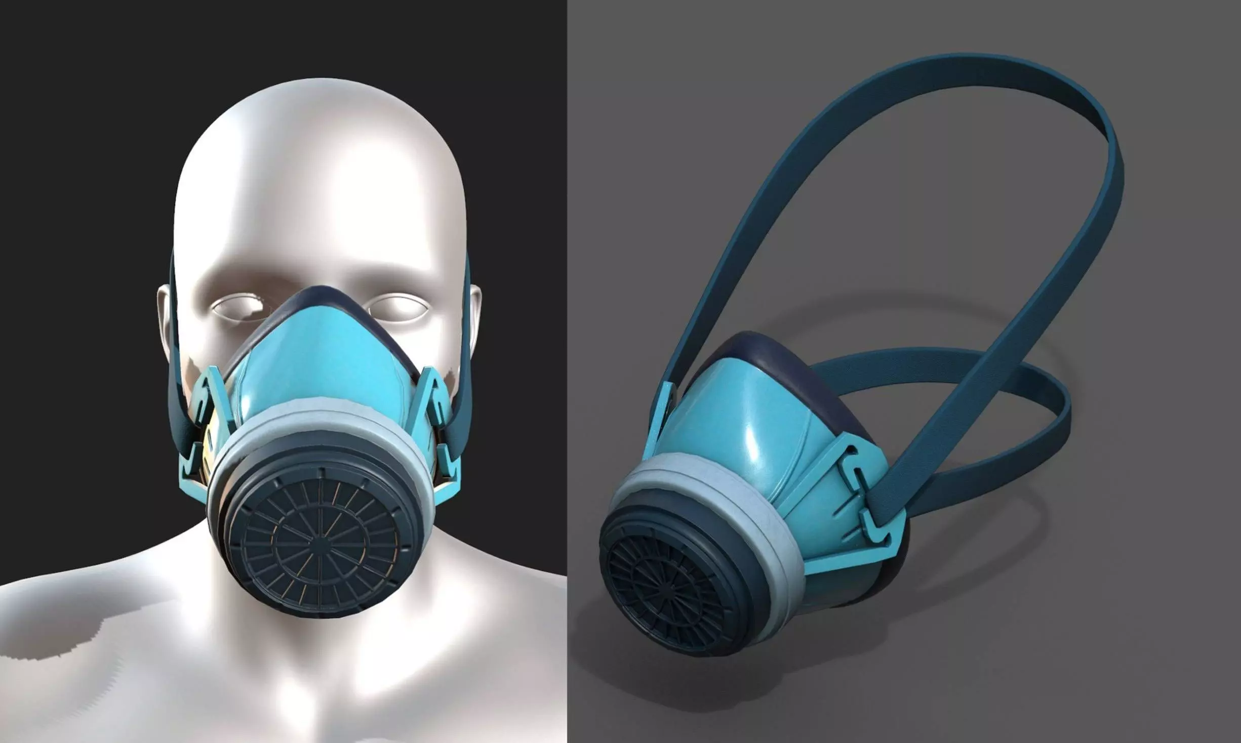Gas mask respirator sci fi futuristic technology Low-poly 3D model_0