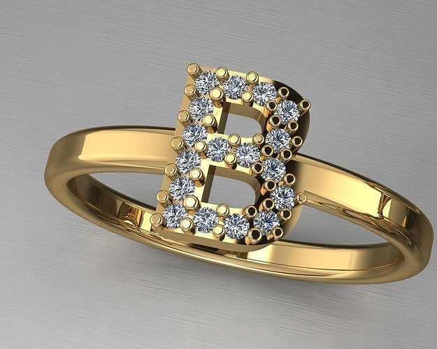 Letter B ring 3D print model