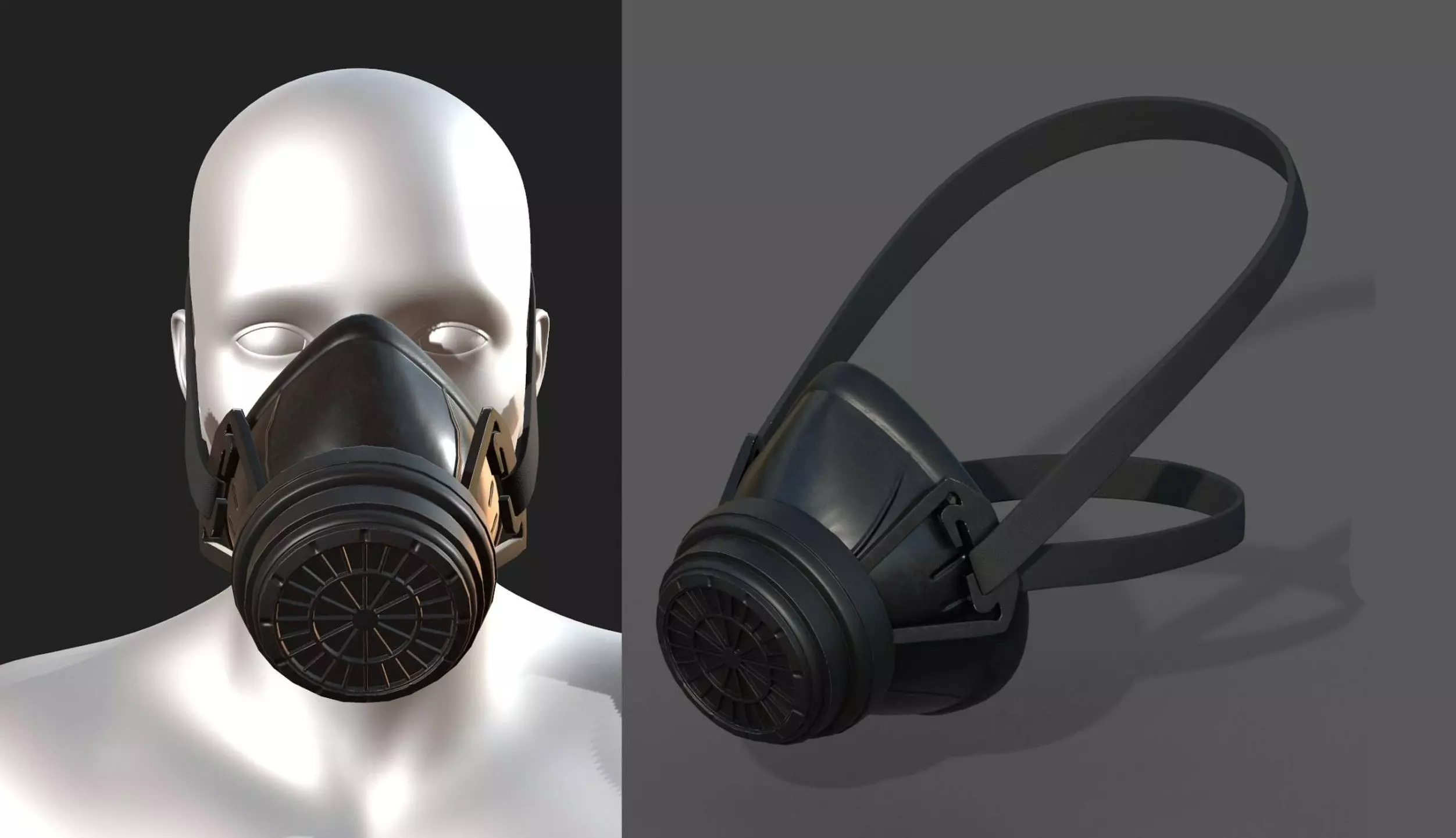 Gas mask protection futuristic technology armor develop  Low-poly 3D model_0