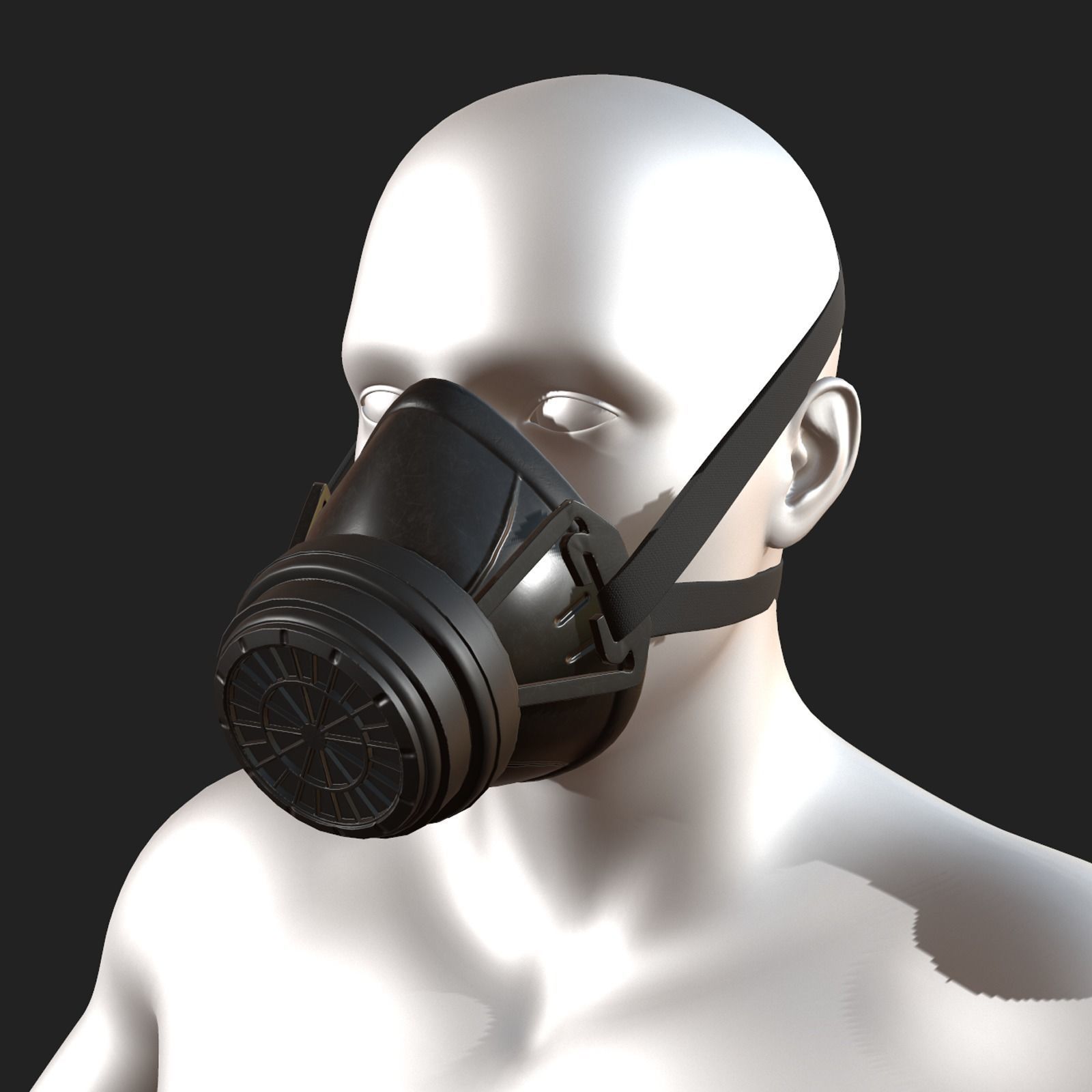 Gas mask protection futuristic technology armor develop  Low-poly 3D model_4