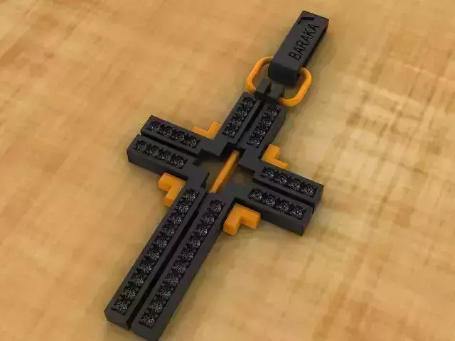 Cross with black stones 3D print model