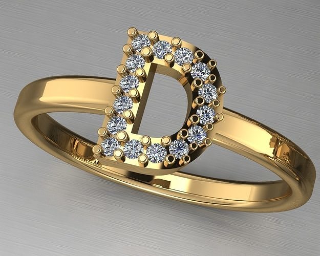 Letter D ring 3D print model