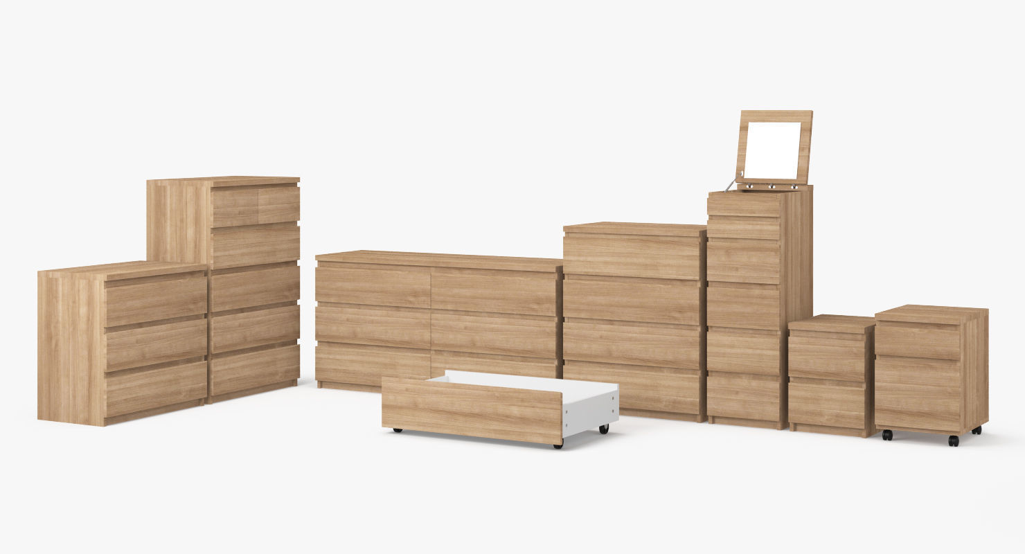 Malm Drawer Set 3D model_4