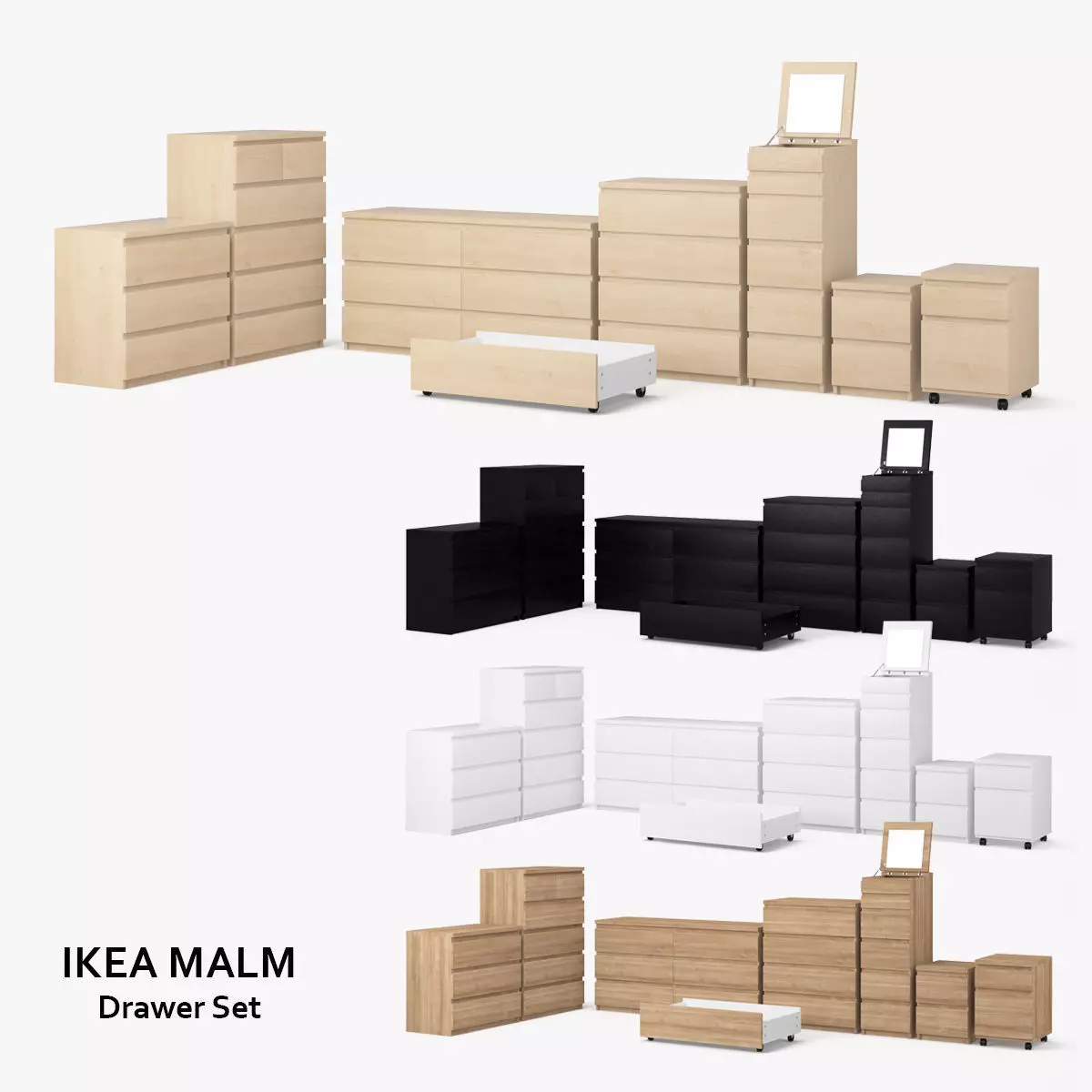 Malm Drawer Set 3D model_0