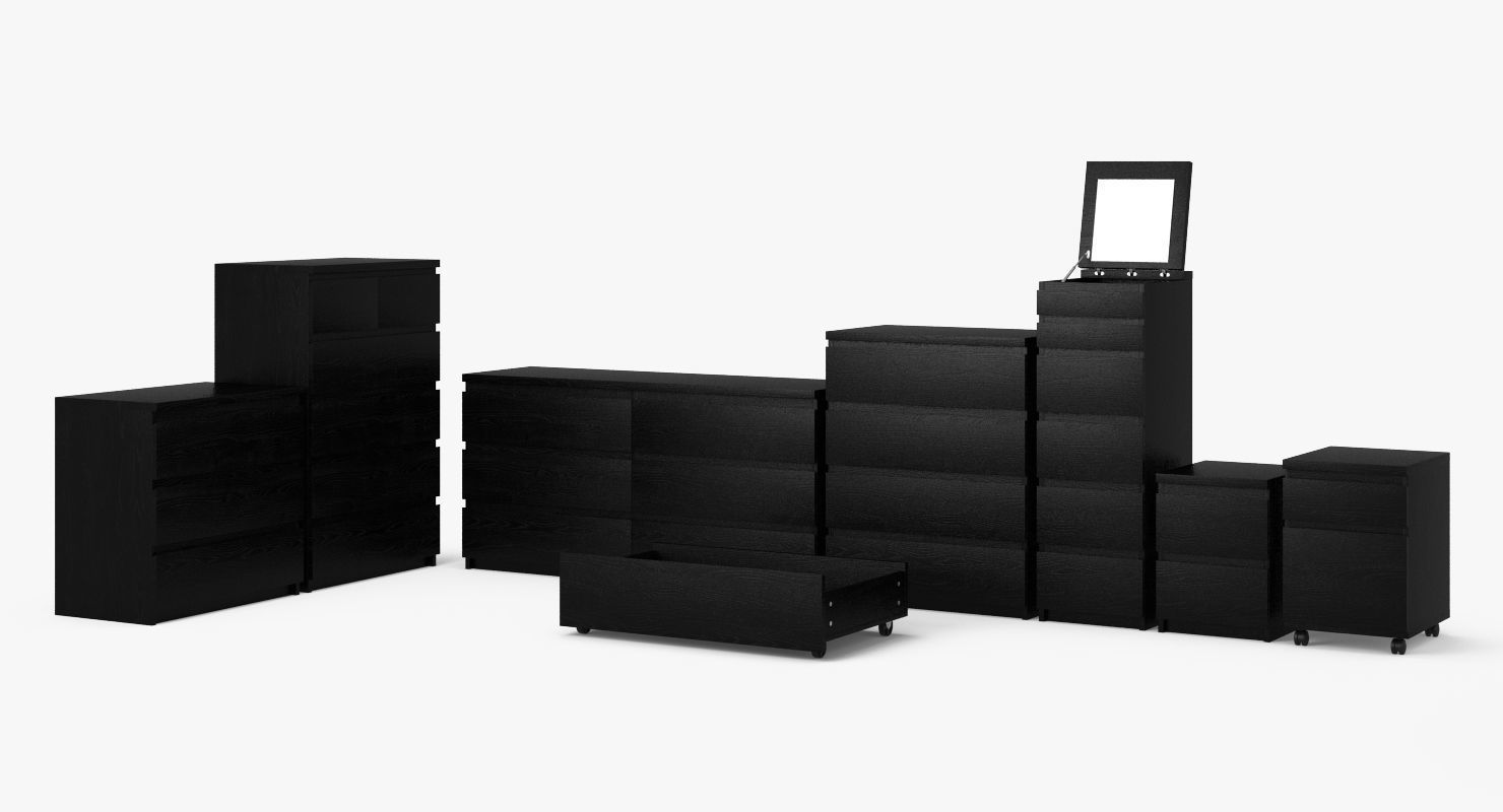 Malm Drawer Set 3D model_2