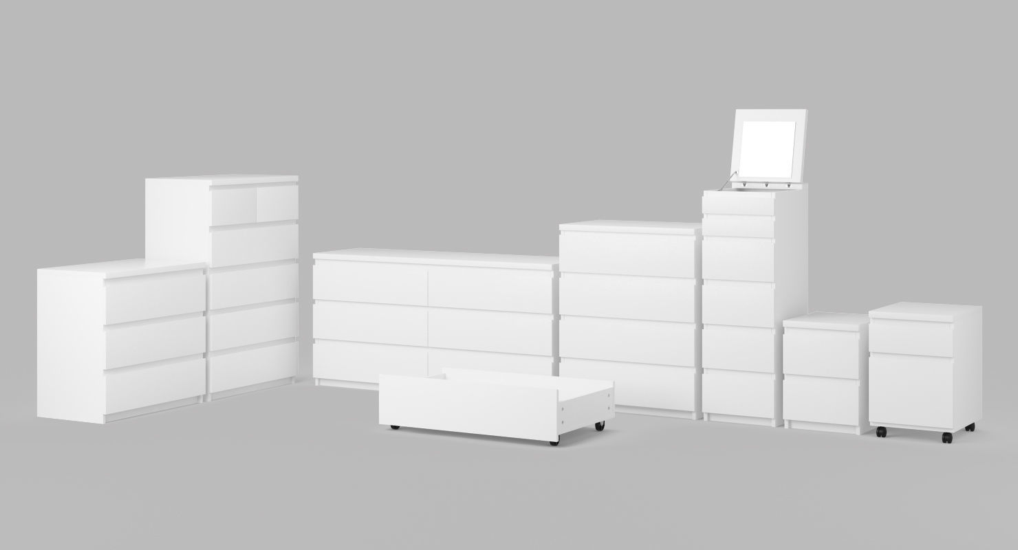 Malm Drawer Set 3D model_3