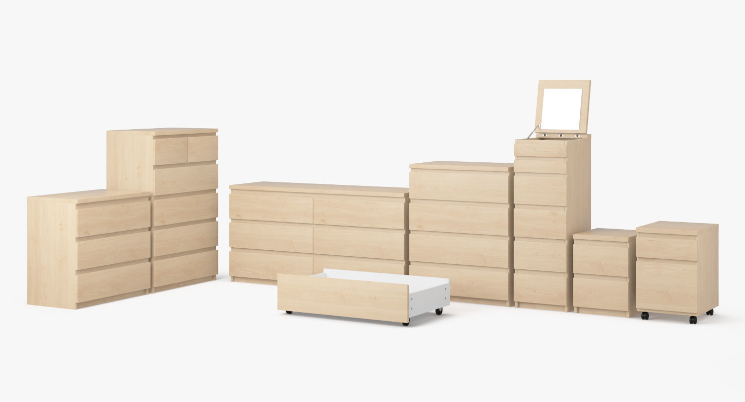 Malm Drawer Set 3D model_1