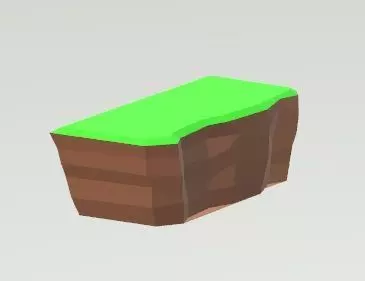 low poly cliff block with grass Free low-poly 3D model