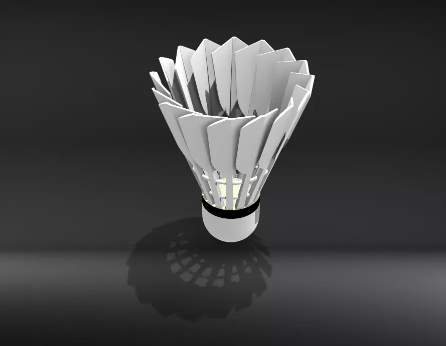 Shuttlecock Badminton Feather Low-poly 3D model_0