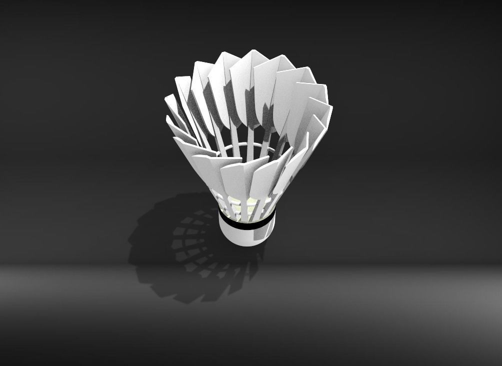 Shuttlecock Badminton Feather Low-poly 3D model_10