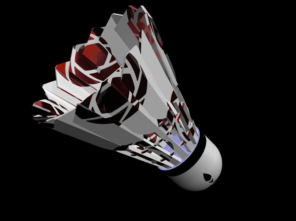 Shuttlecock Badminton Feather Low-poly 3D model_11