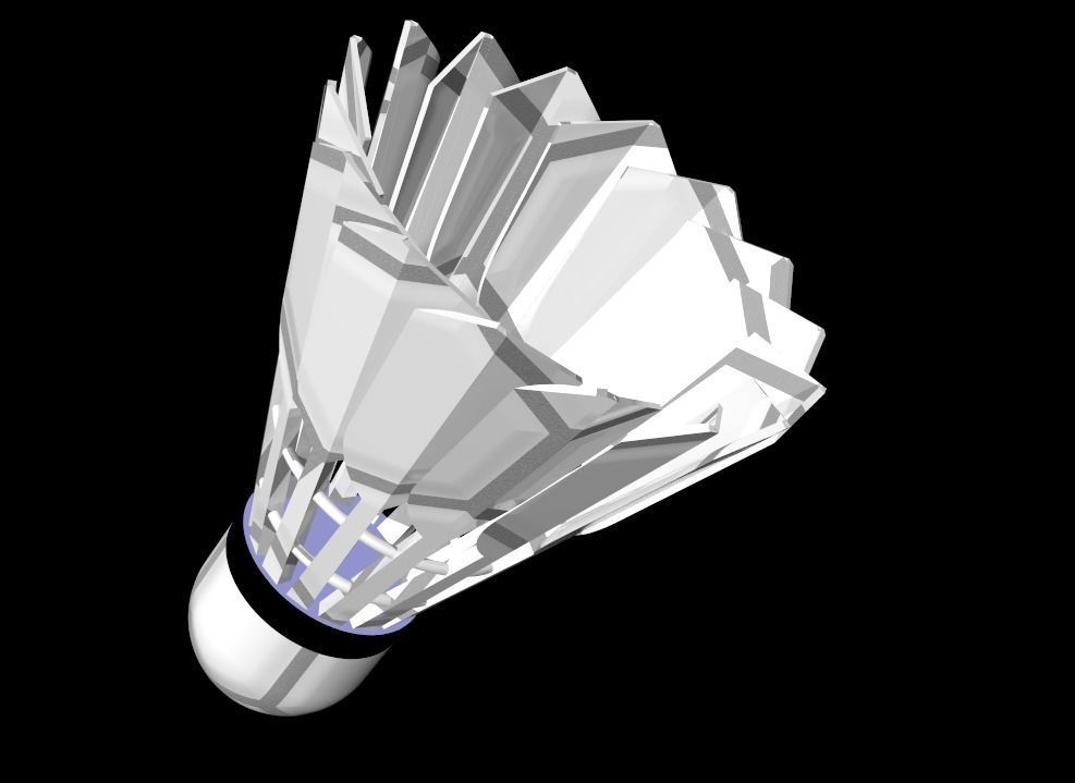 Shuttlecock Badminton Feather Low-poly 3D model_18