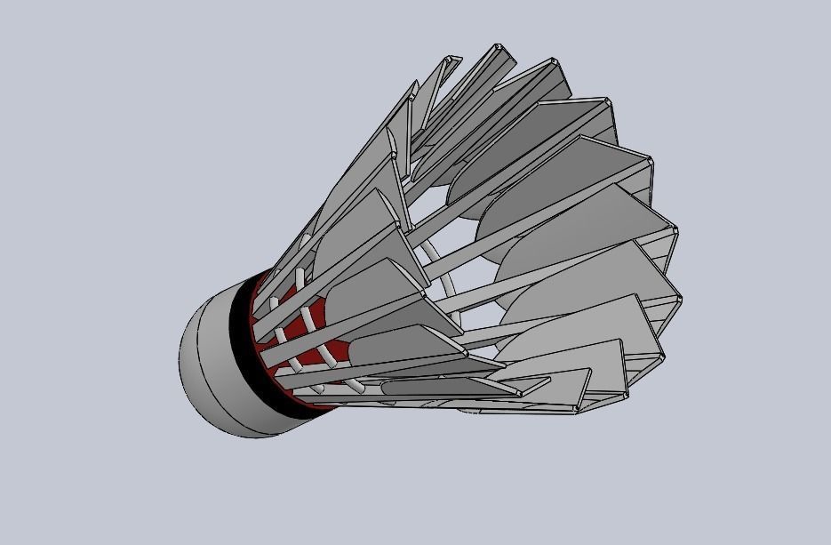 Shuttlecock Badminton Feather Low-poly 3D model_15