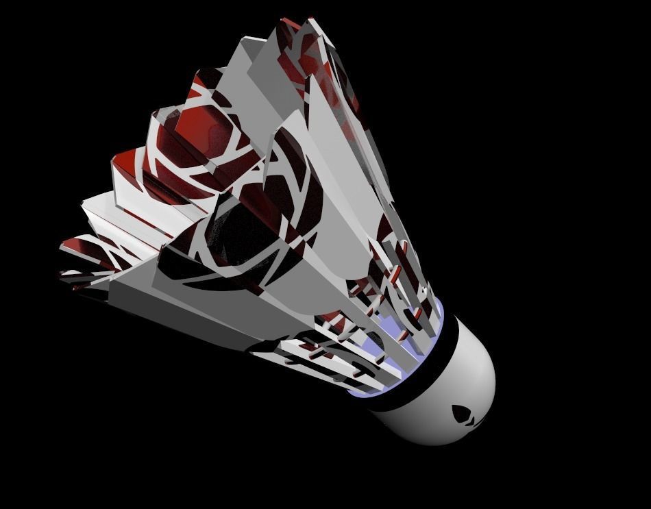 Shuttlecock Badminton Feather Low-poly 3D model_1