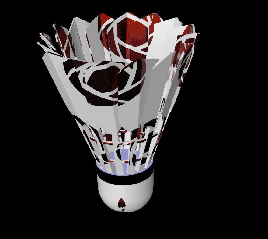 Shuttlecock Badminton Feather Low-poly 3D model_4