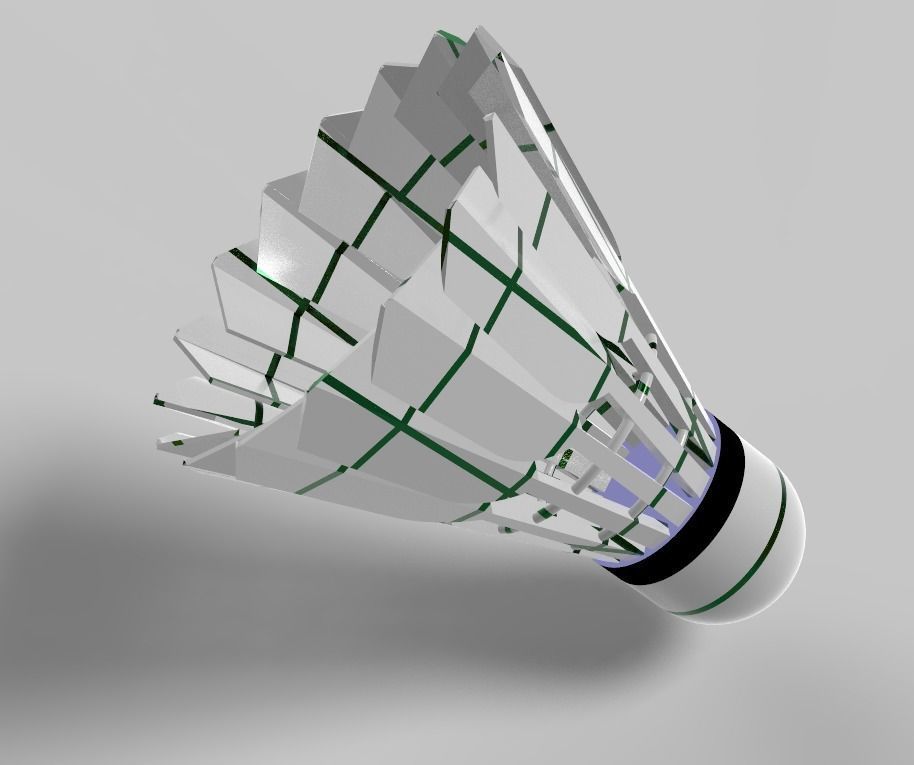 Shuttlecock Badminton Feather Low-poly 3D model_2