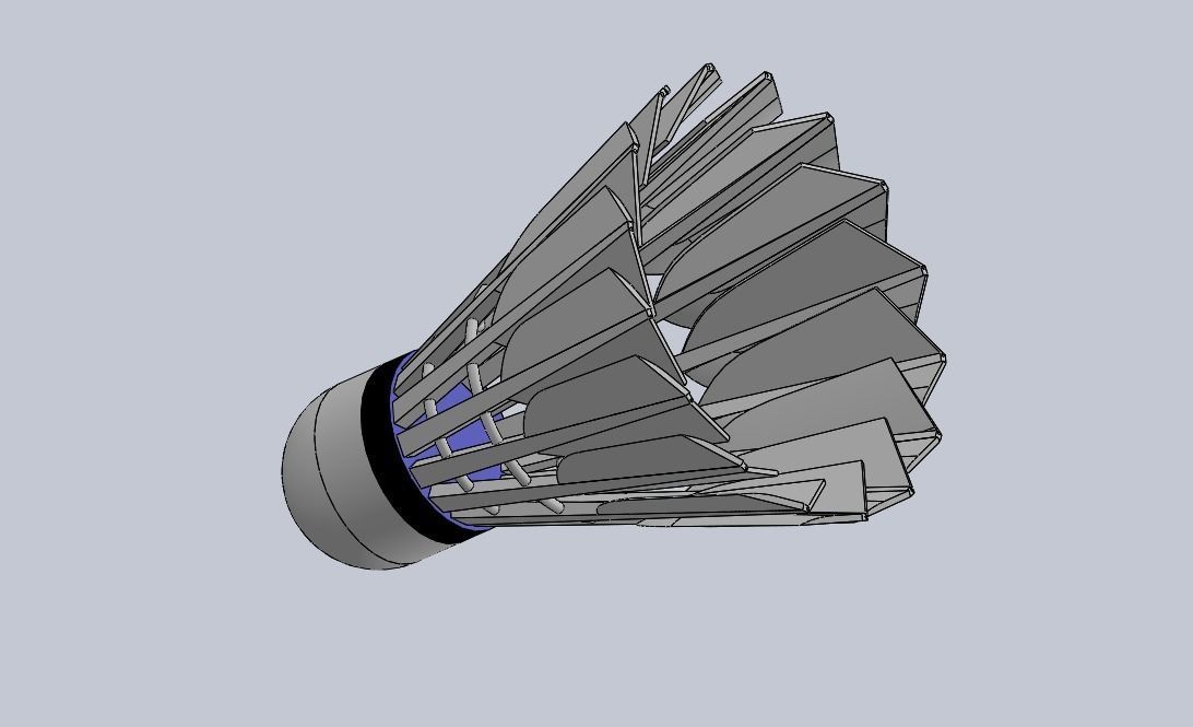 Shuttlecock Badminton Feather Low-poly 3D model_16