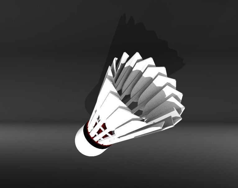 Shuttlecock Badminton Feather Low-poly 3D model_14