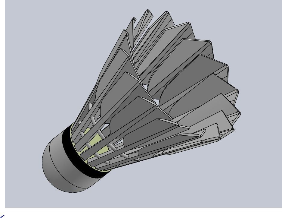 Shuttlecock Badminton Feather Low-poly 3D model_19