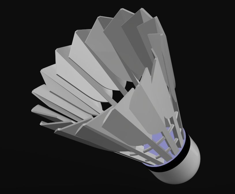 Shuttlecock Badminton Feather Low-poly 3D model_8