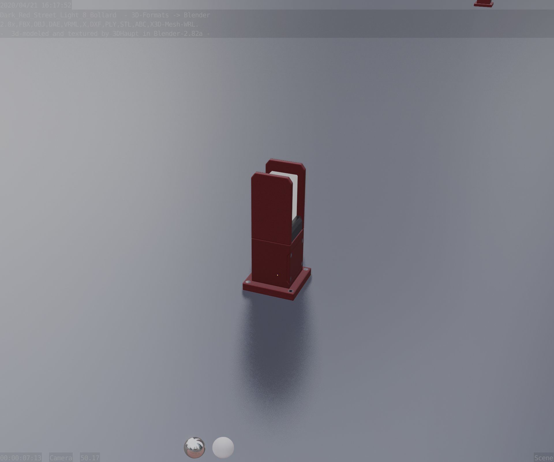 Street Light 8 Bollard 350mm Dark Red Version 1 Low-poly 3D model_87