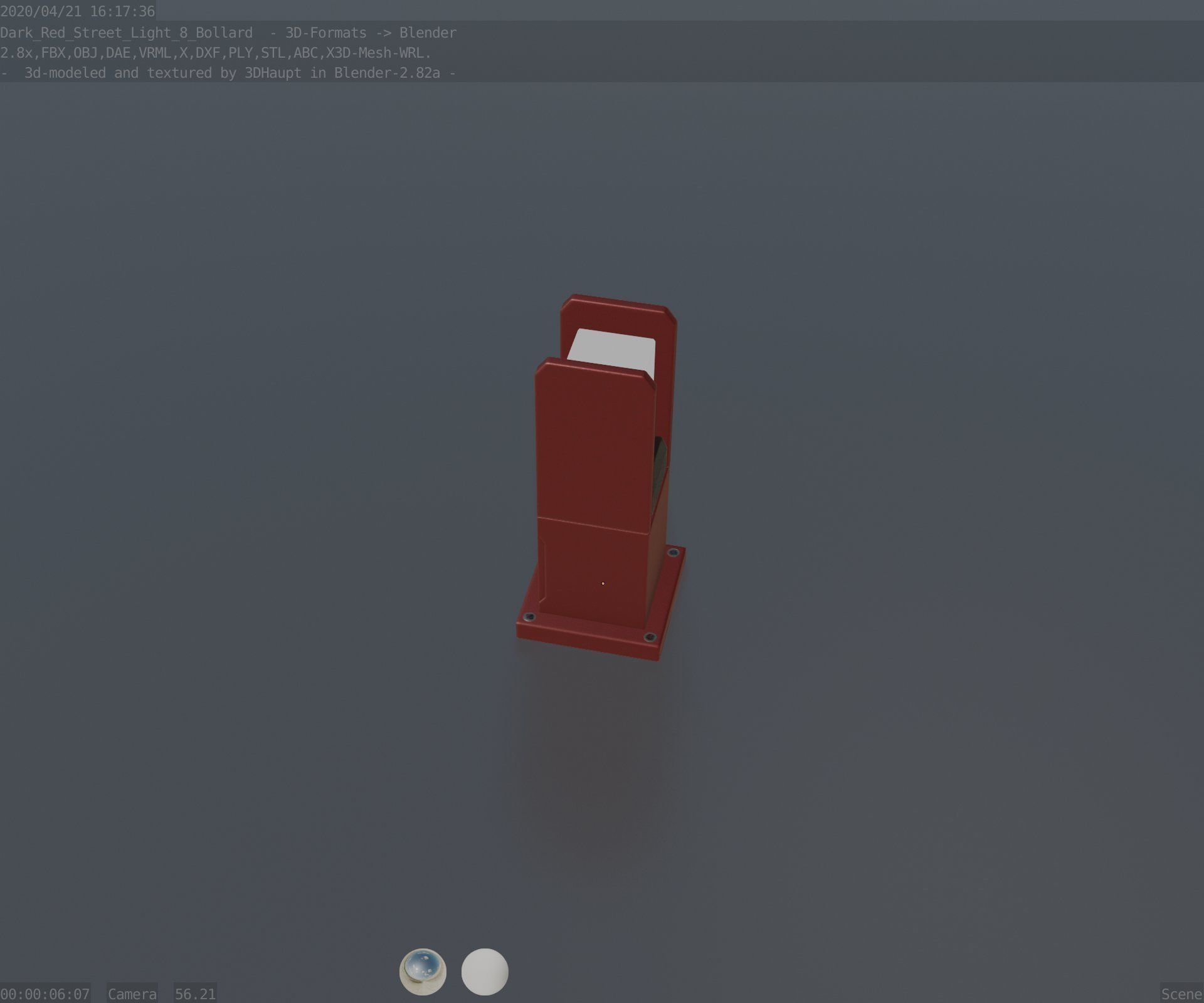 Street Light 8 Bollard 350mm Dark Red Version 1 Low-poly 3D model_57