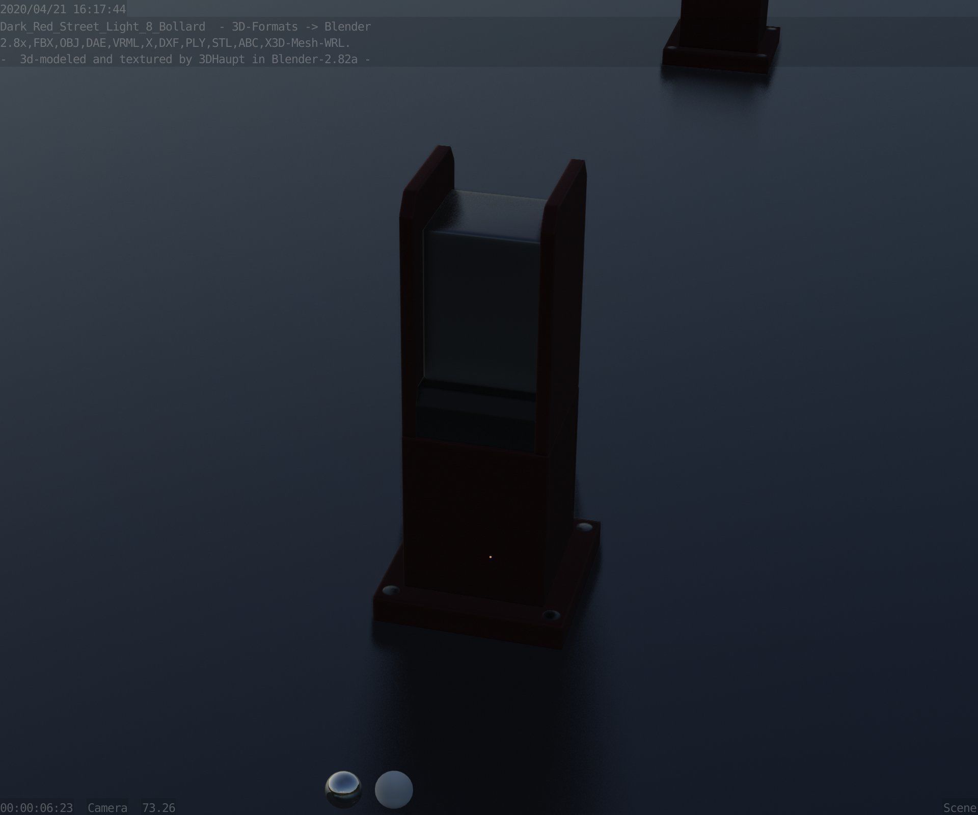 Street Light 8 Bollard 350mm Dark Red Version 1 Low-poly 3D model_73