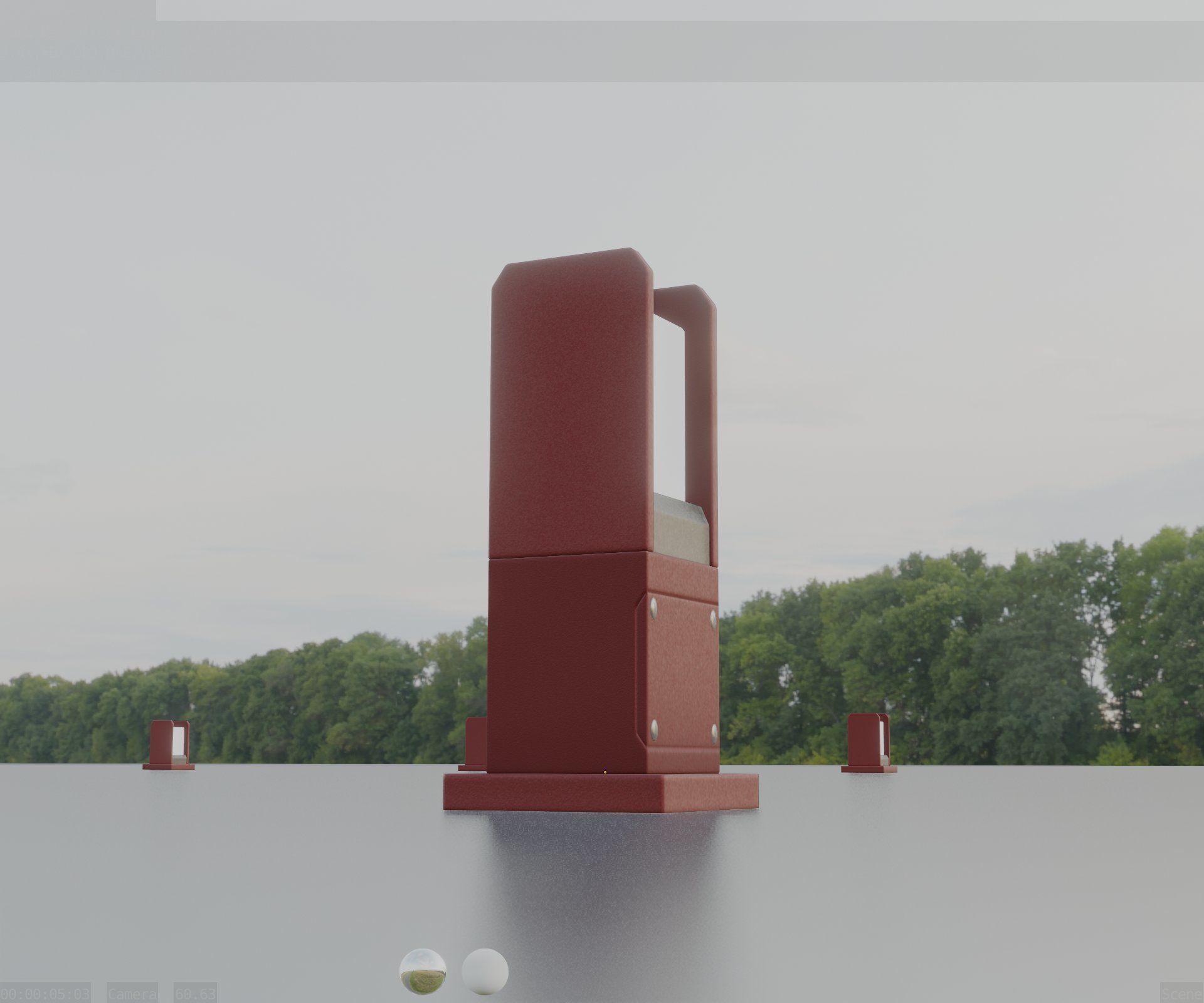Street Light 8 Bollard 350mm Dark Red Version 1 Low-poly 3D model_29