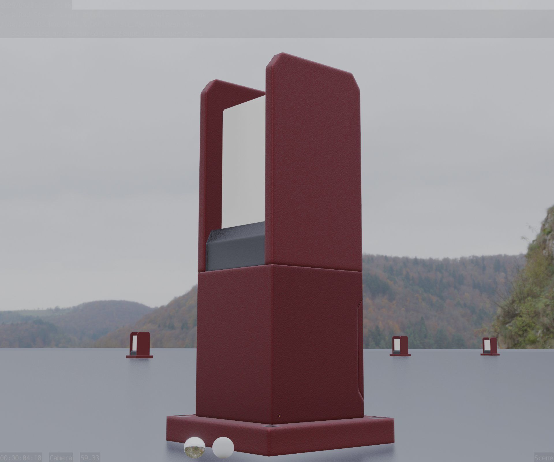Street Light 8 Bollard 350mm Dark Red Version 1 Low-poly 3D model_20