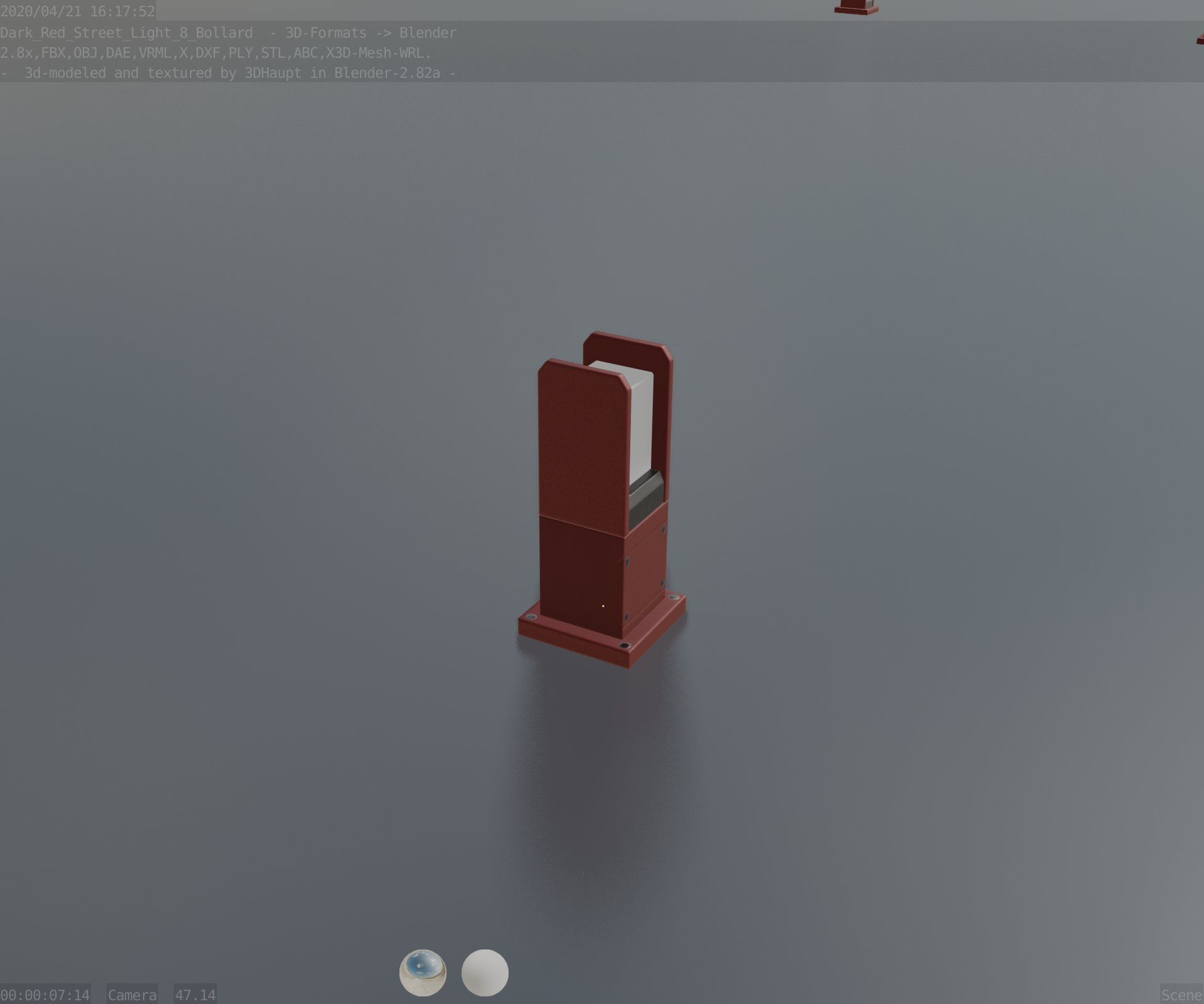 Street Light 8 Bollard 350mm Dark Red Version 1 Low-poly 3D model_88