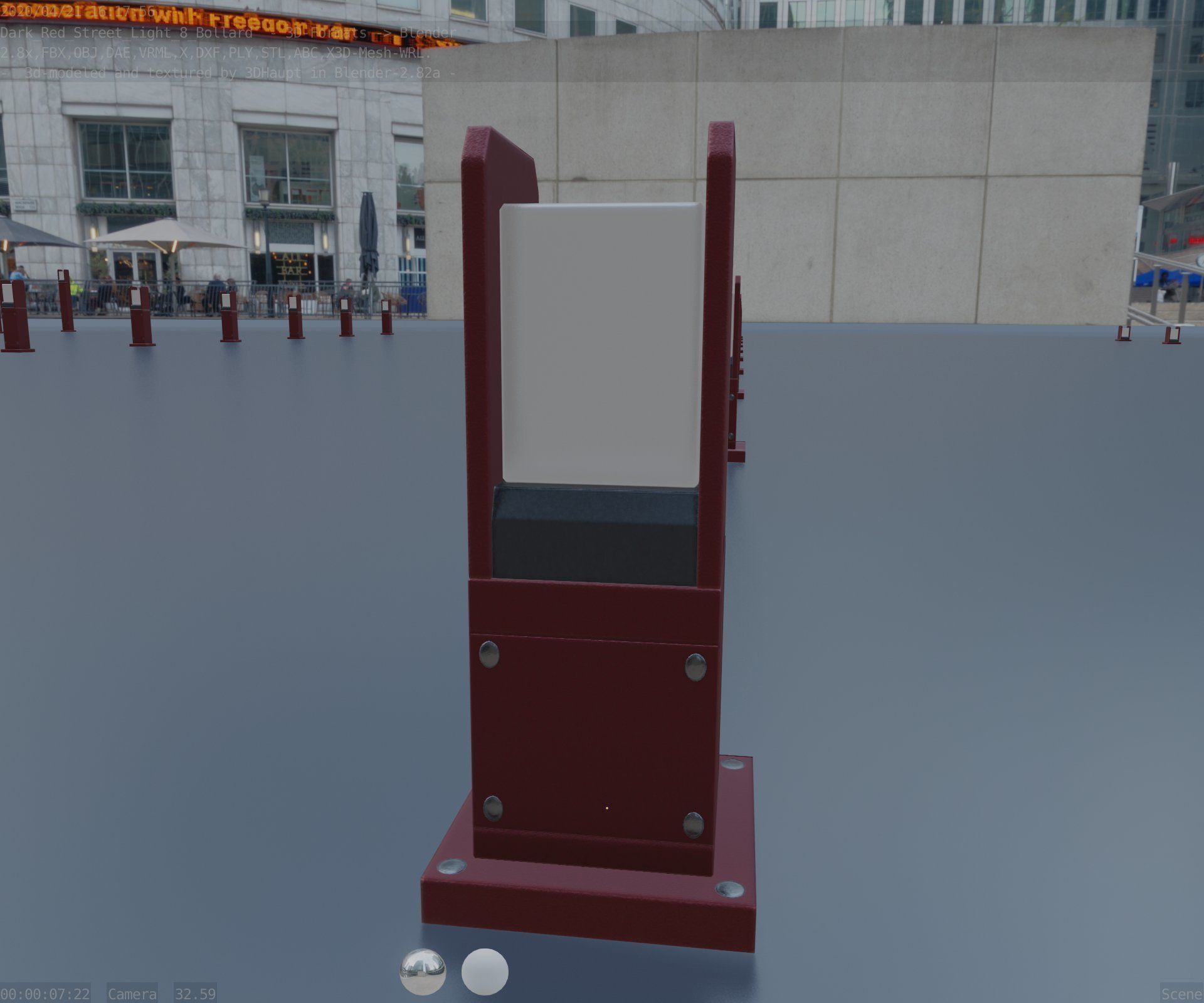 Street Light 8 Bollard 350mm Dark Red Version 1 Low-poly 3D model_96