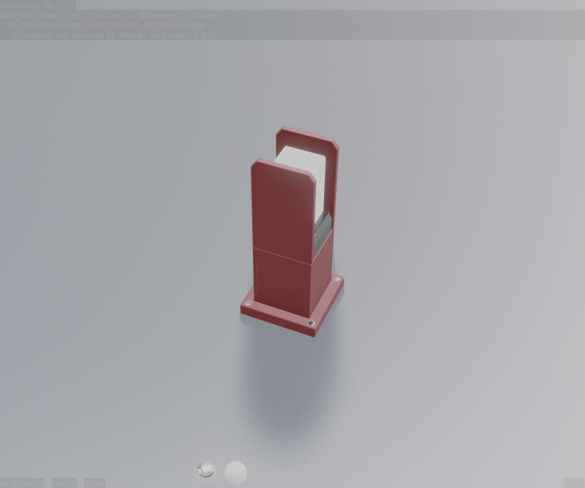 Street Light 8 Bollard 350mm Dark Red Version 1 Low-poly 3D model_59