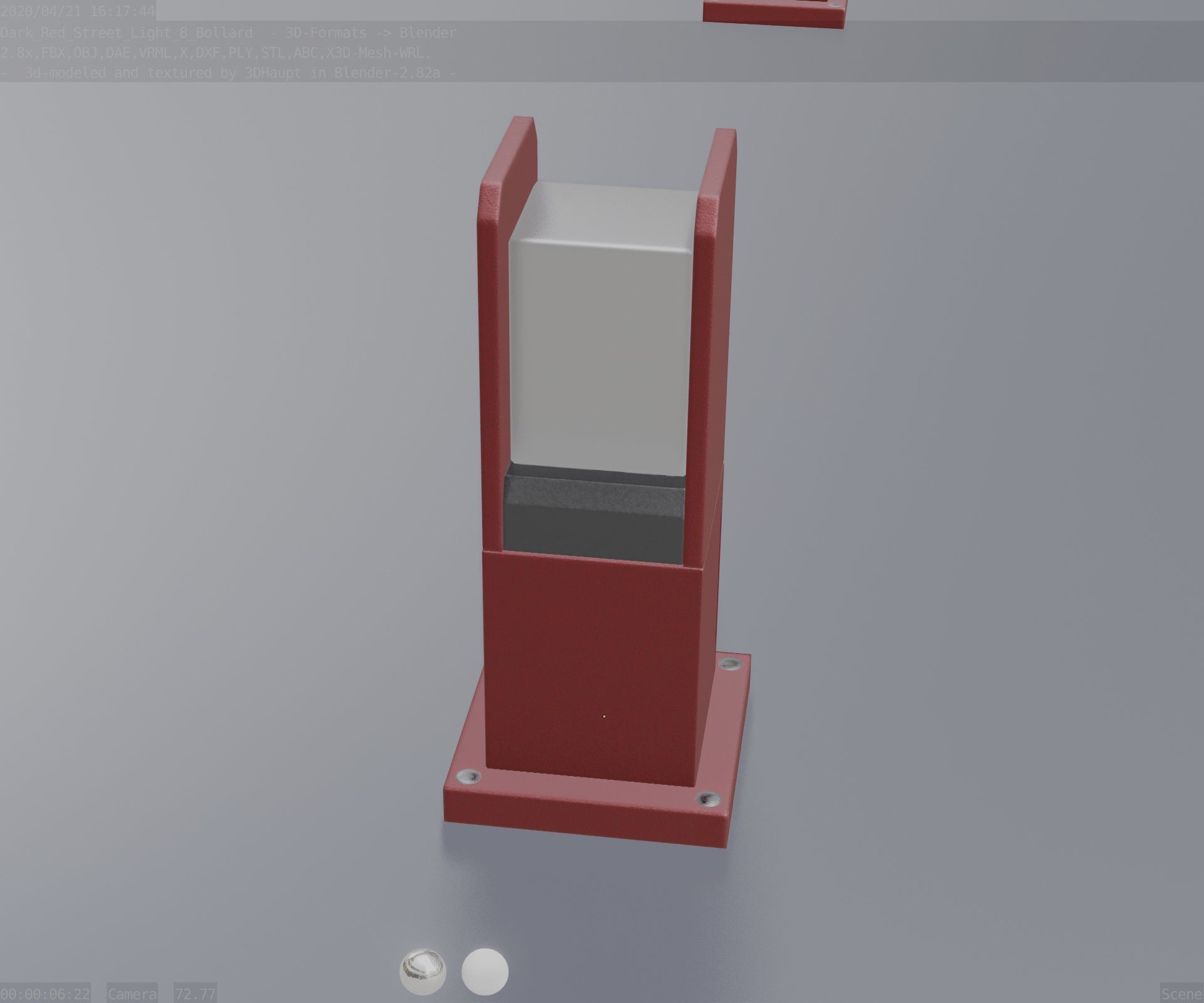 Street Light 8 Bollard 350mm Dark Red Version 1 Low-poly 3D model_72