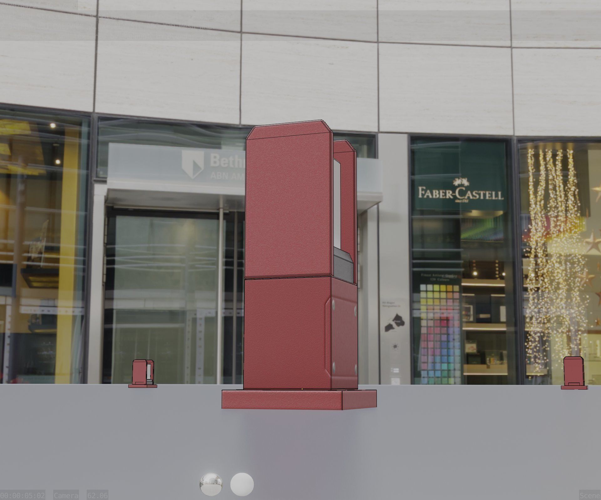 Street Light 8 Bollard 350mm Dark Red Version 1 Low-poly 3D model_28