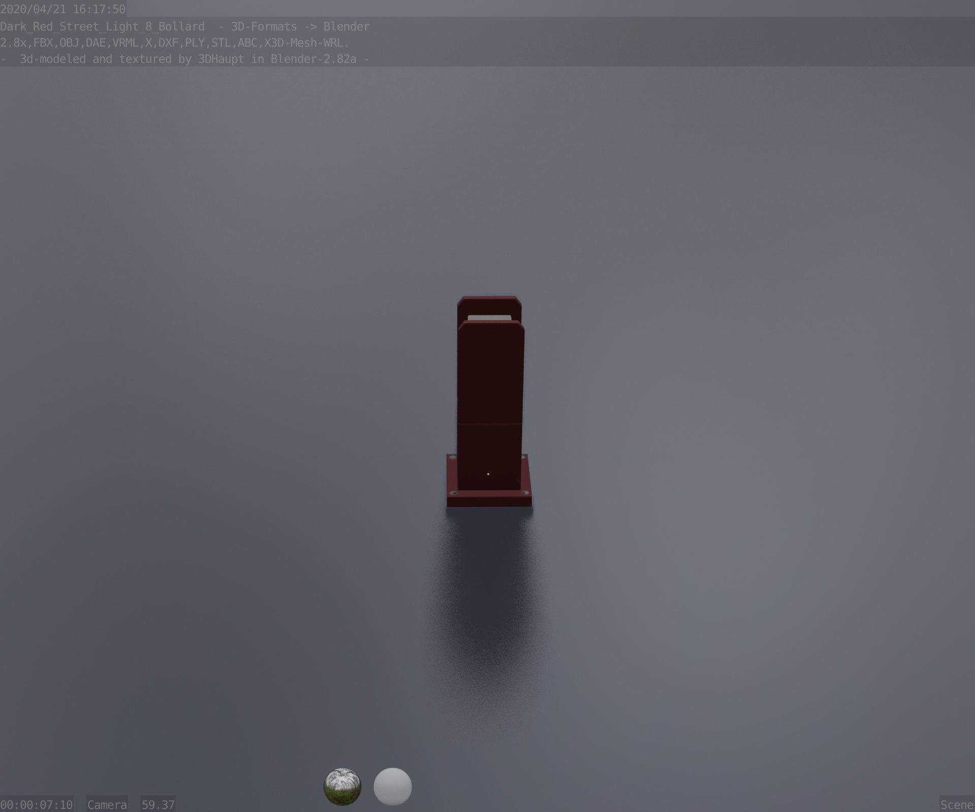 Street Light 8 Bollard 350mm Dark Red Version 1 Low-poly 3D model_84