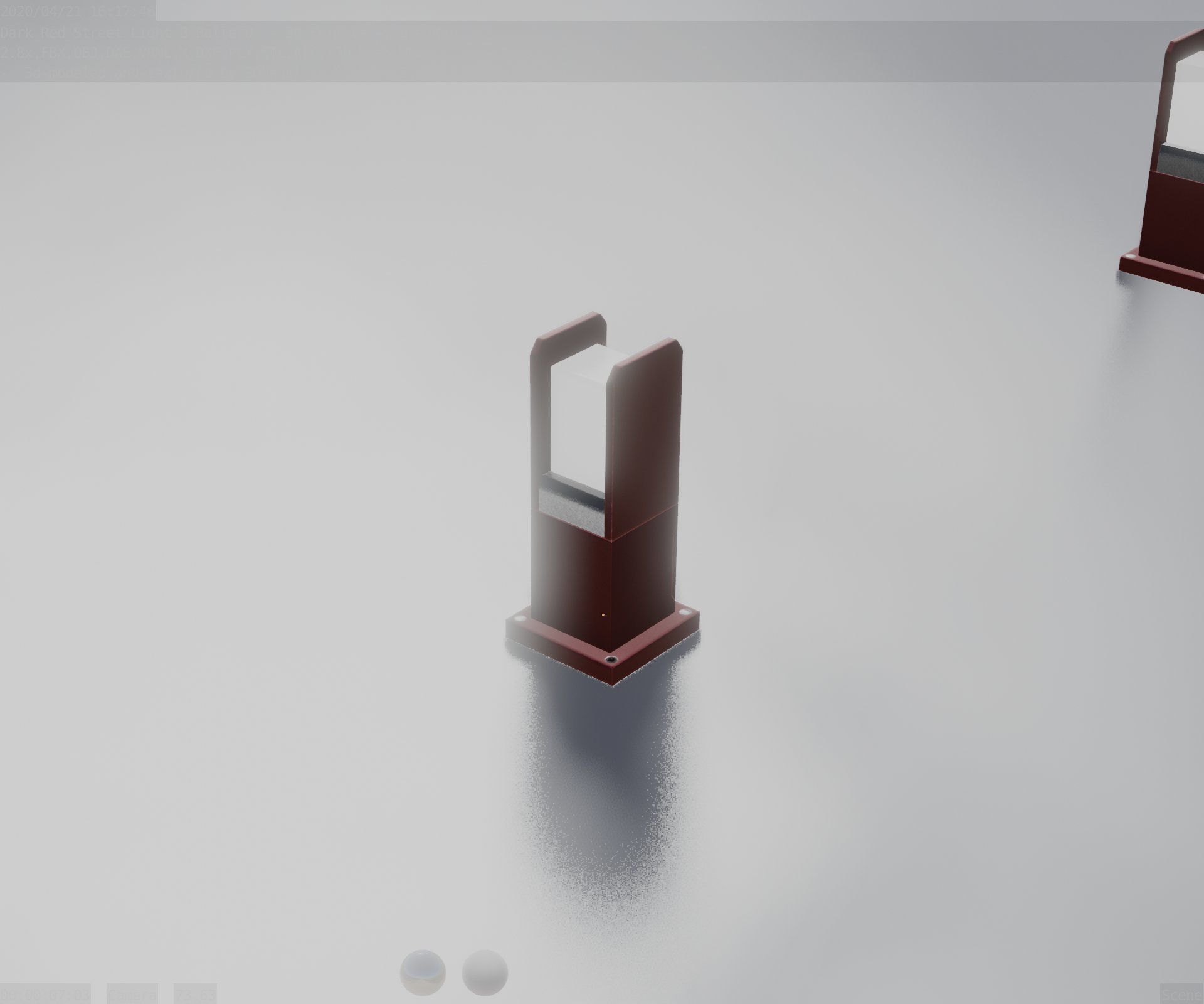 Street Light 8 Bollard 350mm Dark Red Version 1 Low-poly 3D model_77