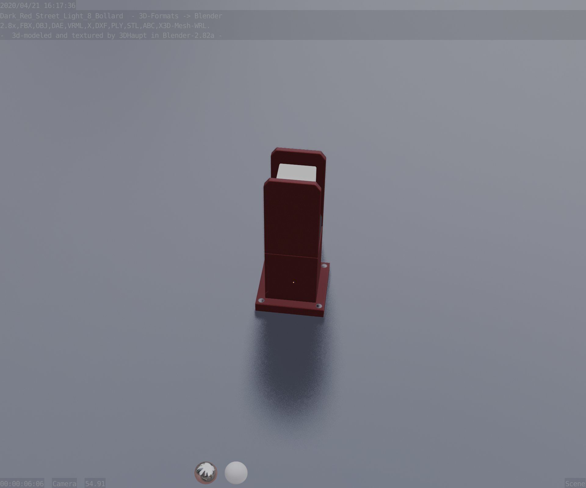 Street Light 8 Bollard 350mm Dark Red Version 1 Low-poly 3D model_56