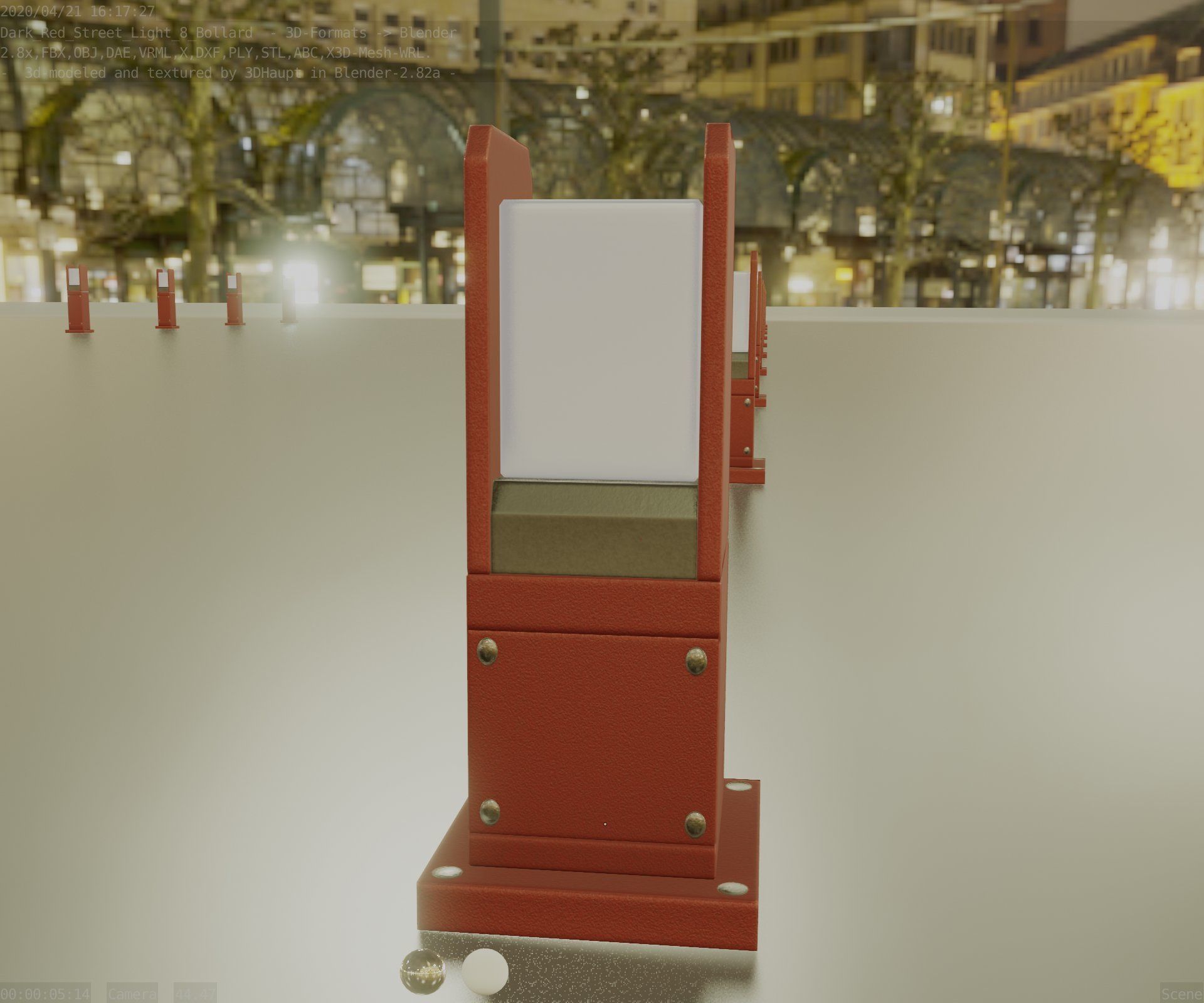 Street Light 8 Bollard 350mm Dark Red Version 1 Low-poly 3D model_40