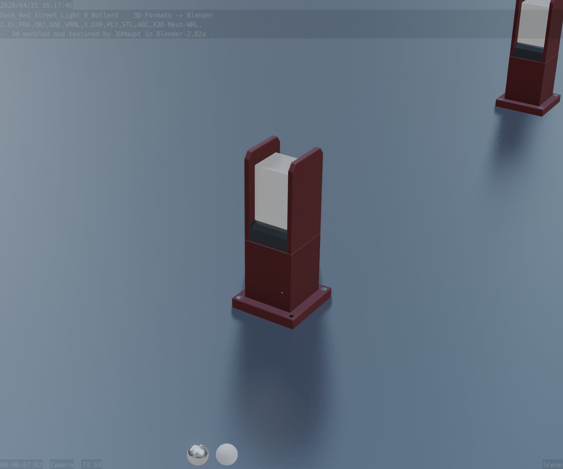 Street Light 8 Bollard 350mm Dark Red Version 1 Low-poly 3D model_76