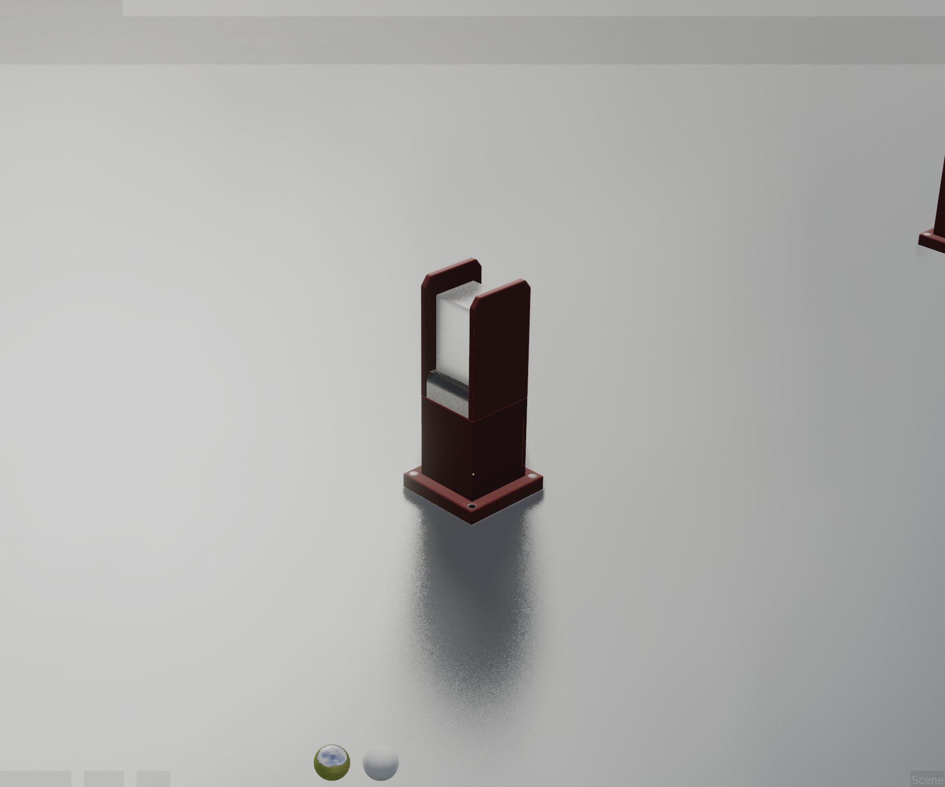 Street Light 8 Bollard 350mm Dark Red Version 1 Low-poly 3D model_78