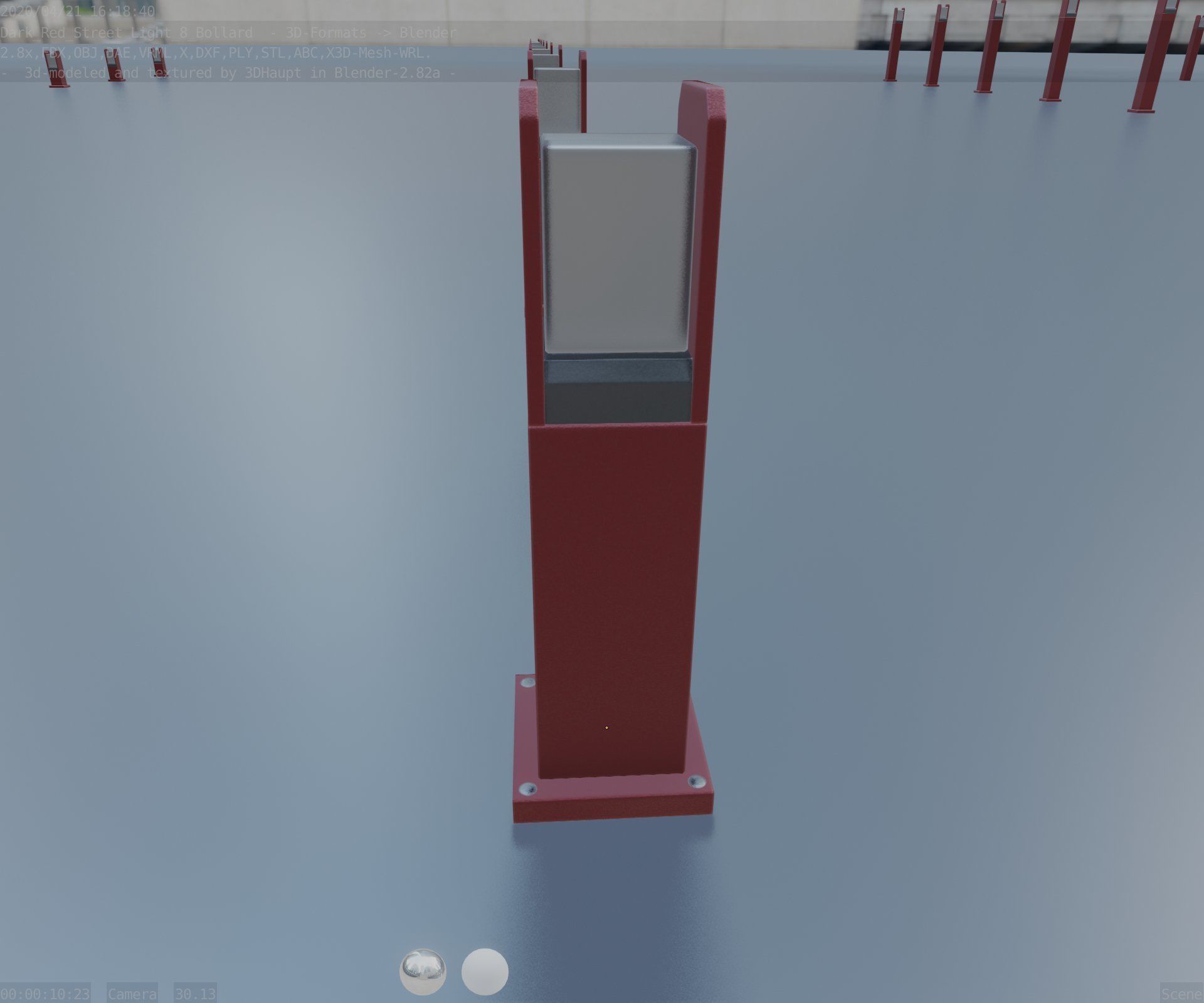 Street Light 8 Bollard 500mm Dark Red Version 1 Low-poly 3D model_63