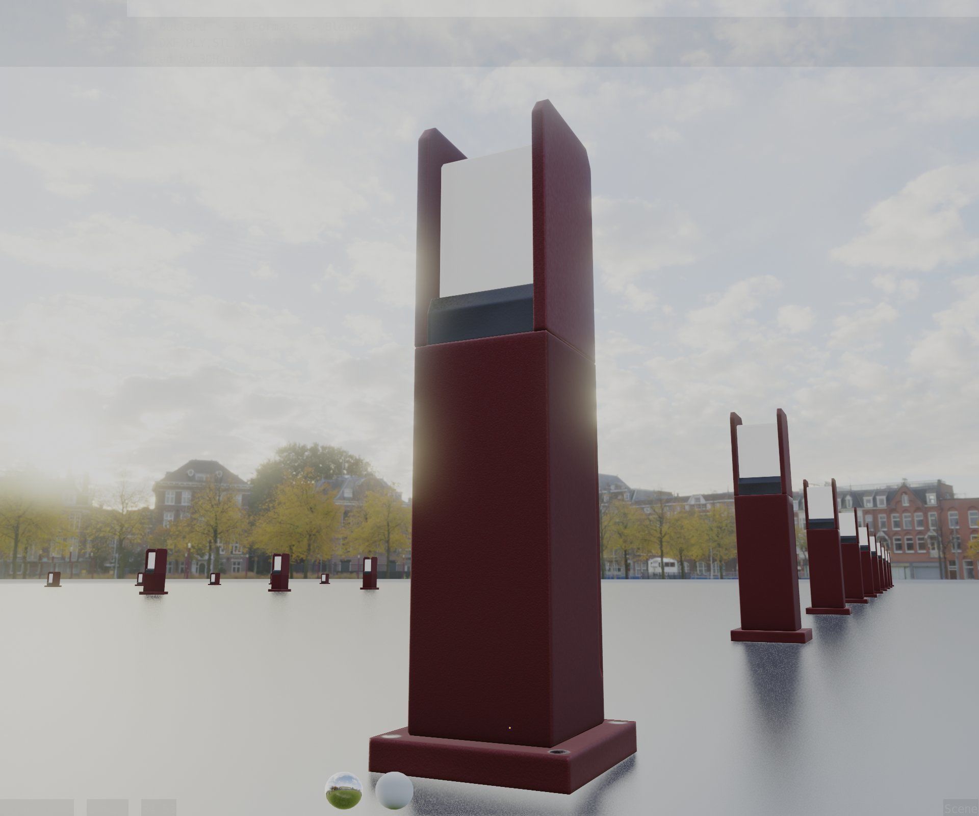 Street Light 8 Bollard 500mm Dark Red Version 1 Low-poly 3D model_21