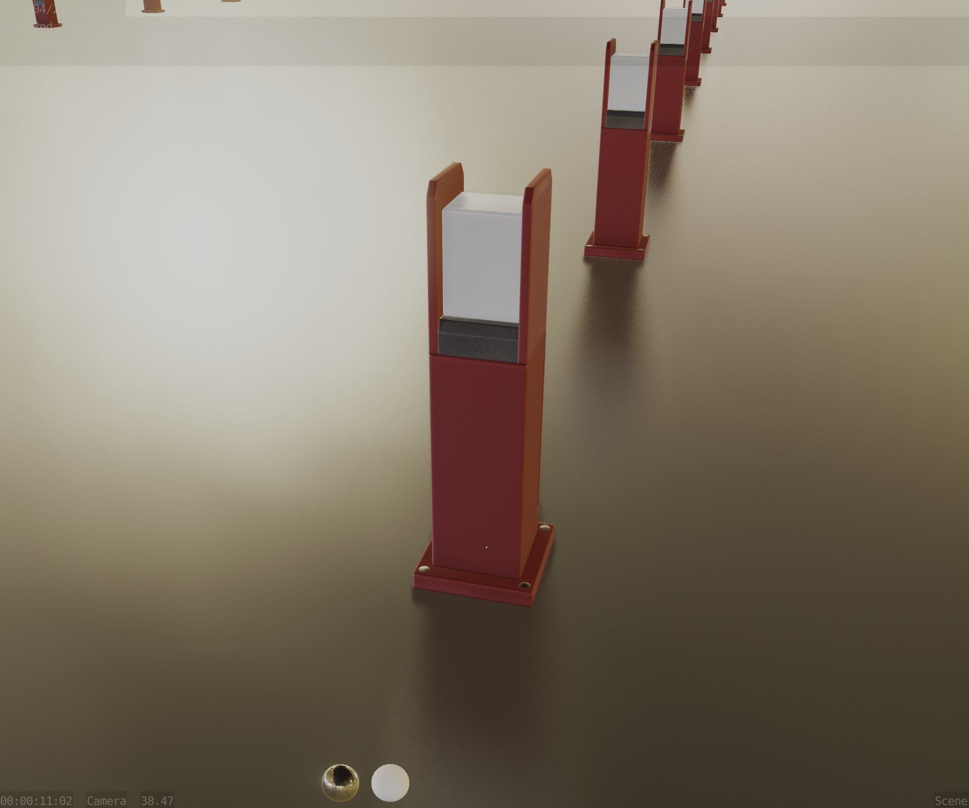 Street Light 8 Bollard 500mm Dark Red Version 1 Low-poly 3D model_66