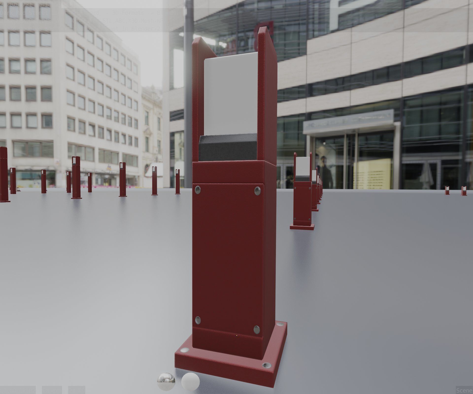 Street Light 8 Bollard 500mm Dark Red Version 1 Low-poly 3D model_90