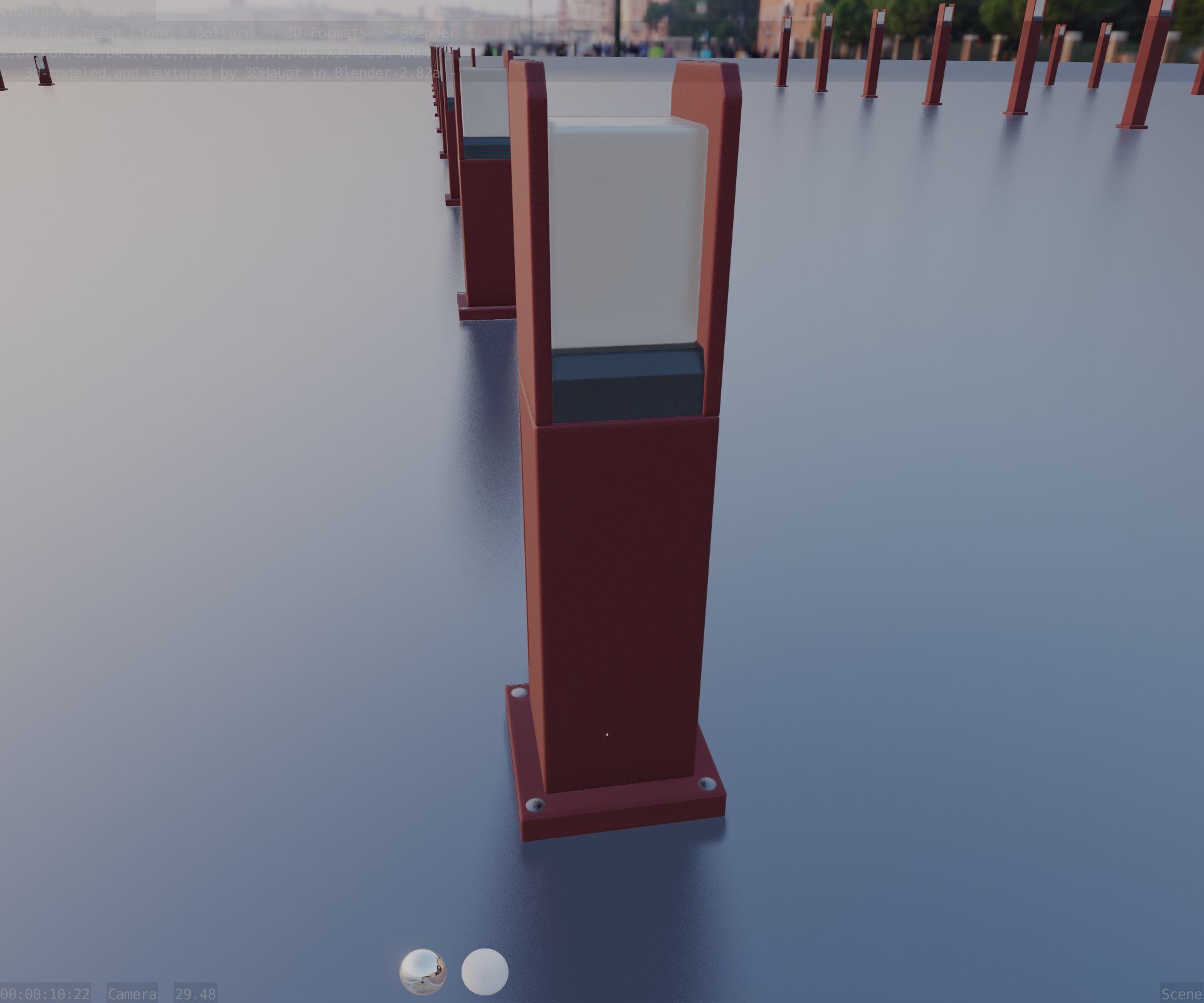 Street Light 8 Bollard 500mm Dark Red Version 1 Low-poly 3D model_62